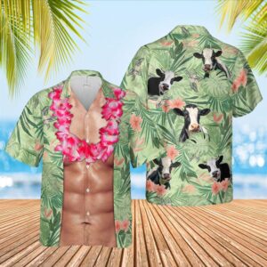 Farm Hawaiian Shirt, Holstein Cattle Funny…