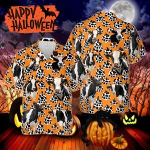 Farm Hawaiian Shirt, Holstein Cattle Pumpkin…