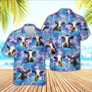 Farm Hawaiian Shirt, Holstein Cattle Tropical…