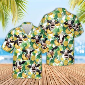 Farm Hawaiian Shirt, Holstein Cattle White…