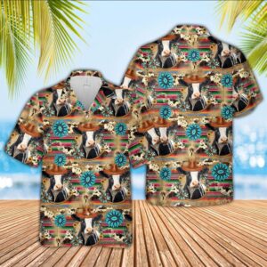 Farm Hawaiian Shirt, Holstein Cowboy Pattern…