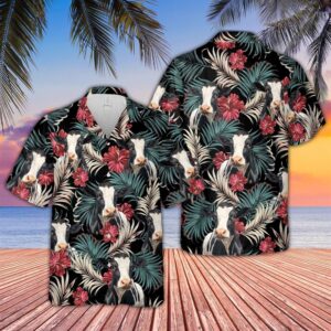 Farm Hawaiian Shirt, Holstein Dark Red…