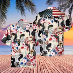 Farm Hawaiian Shirt, Holstein Friesian Cattle…