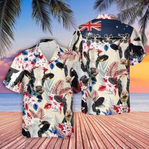 Farm Hawaiian Shirt, Holstein Friesian Cattle…