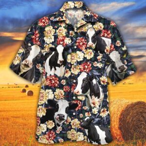 Farm Hawaiian Shirt, Holstein Friesian Cattle…