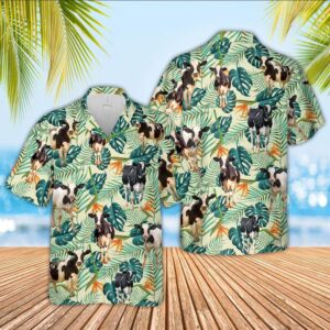 Farm Hawaiian Shirt, Holstein Green Pattern…