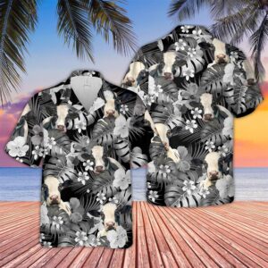 Farm Hawaiian Shirt, Holstein Grey 3D…