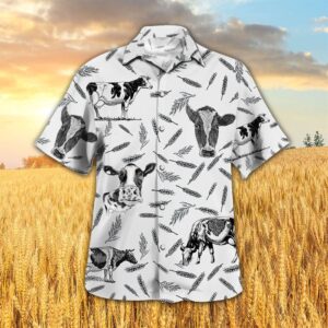 Farm Hawaiian Shirt, Holstein Pattern All…