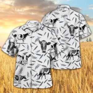 Farm Hawaiian Shirt, Holstein Pattern All…