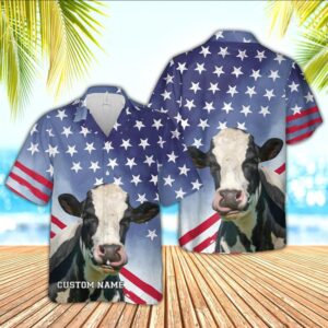 Farm Hawaiian Shirt, Holstein Star Pattern…