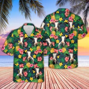 Farm Hawaiian Shirt, Holstein Summer Pattern…