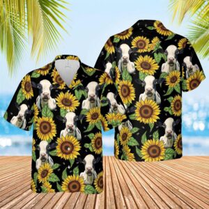 Farm Hawaiian Shirt, Holstein Sunflower Hawaiian…