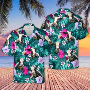 Farm Hawaiian Shirt, Holstein Tropical Style…