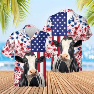 Farm Hawaiian Shirt, Holstein Us Flag…