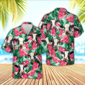 Farm Hawaiian Shirt, Holstein Watermelon 3D…