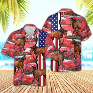 Farm Hawaiian Shirt, Horse American Flag…