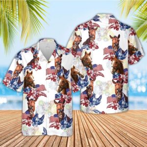 Farm Hawaiian Shirt, Horse American Flowers…