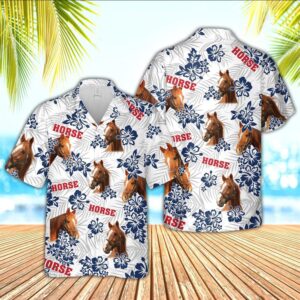 Farm Hawaiian Shirt, Horse American White…