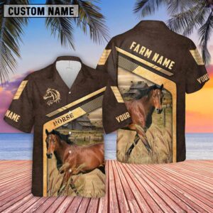 Farm Hawaiian Shirt, Horse Brown Pattern…