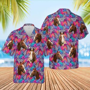 Farm Hawaiian Shirt, Horse Face Leaf…