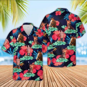 Farm Hawaiian Shirt, Horse Face Tropical…