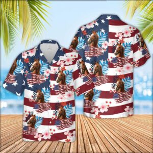 Farm Hawaiian Shirt, Horse Floral U.S…