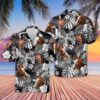 Farm Hawaiian Shirt, Horse Grey 3D Hawaiian Shirt, Animal Hawaiian Shirt