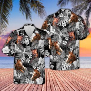 Farm Hawaiian Shirt, Horse Grey 3D…