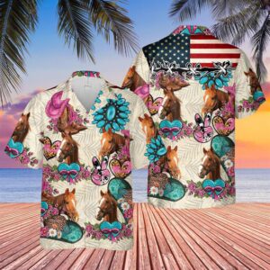 Farm Hawaiian Shirt, Horse Happiness Flowers…