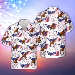 Farm Hawaiian Shirt, Horse Happy Firework…