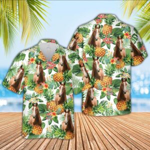 Farm Hawaiian Shirt, Horse Pineapple Pattern…