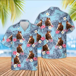 Farm Hawaiian Shirt, Horse Sierra Blue…