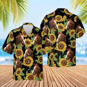 Farm Hawaiian Shirt, Horse Sunflower Hawaiian…