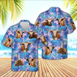 Farm Hawaiian Shirt, Horse Tropical Blue…