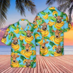 Farm Hawaiian Shirt, Jersey Banana Pattern…