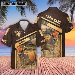 Farm Hawaiian Shirt, Jersey Brown Pattern…