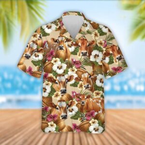 Farm Hawaiian Shirt, Jersey Cattle Coconut…