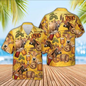 Farm Hawaiian Shirt, Jersey Cattle Drink…