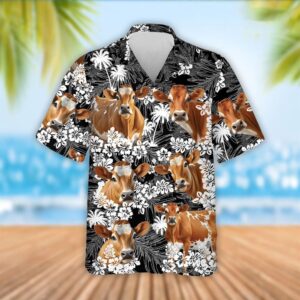 Farm Hawaiian Shirt, Jersey Cattle Palm…