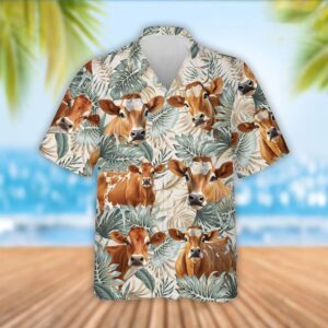 Farm Hawaiian Shirt, Jersey Cattle Tropical…