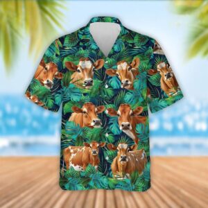 Farm Hawaiian Shirt, Jersey Cattle Tropical…