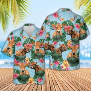 Farm Hawaiian Shirt, Jersey Flower Pattern…