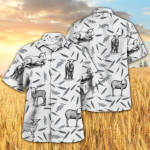 Farm Hawaiian Shirt, Lamb Pattern All…