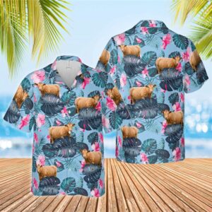 Farm Hawaiian Shirt, Limousin Blue Hibiscus…