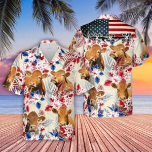 Farm Hawaiian Shirt, Limousin Pattern Us…