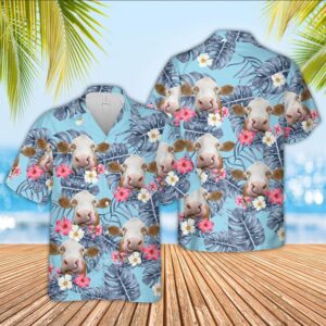 Farm Hawaiian Shirt, Limousin Sierra Blue…