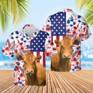 Farm Hawaiian Shirt, Limousin Us Flag…