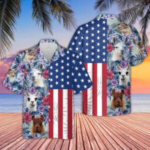 Farm Hawaiian Shirt, Llama Flower Pattern…