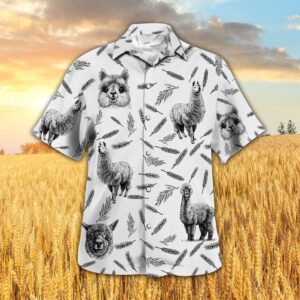 Farm Hawaiian Shirt, Llama Pattern All…