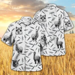 Farm Hawaiian Shirt, Llama Pattern All…